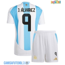 Camisa de time de futebol Argentina Julian Alvarez #9 Replicas 1º Equipamento Infantil Copa America 2024 Manga Curta (+ Calças curtas)